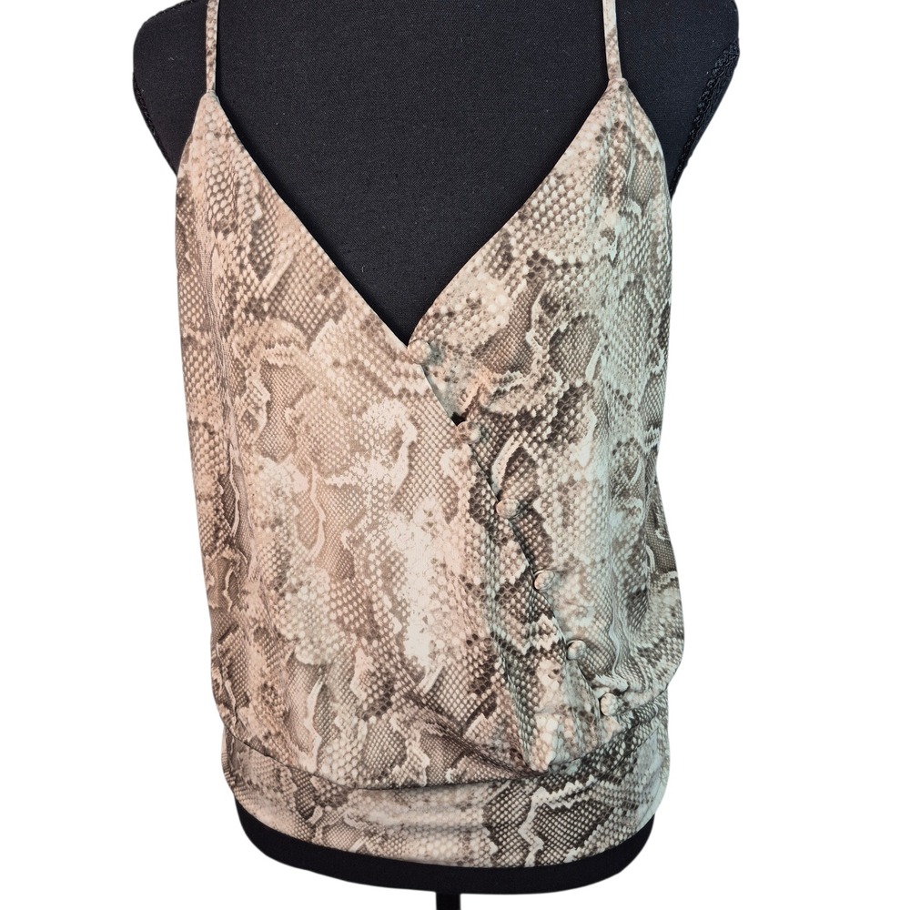 White House‎ Black Market Snakeskin Cami Top Womens Medium Wrap Button Tank